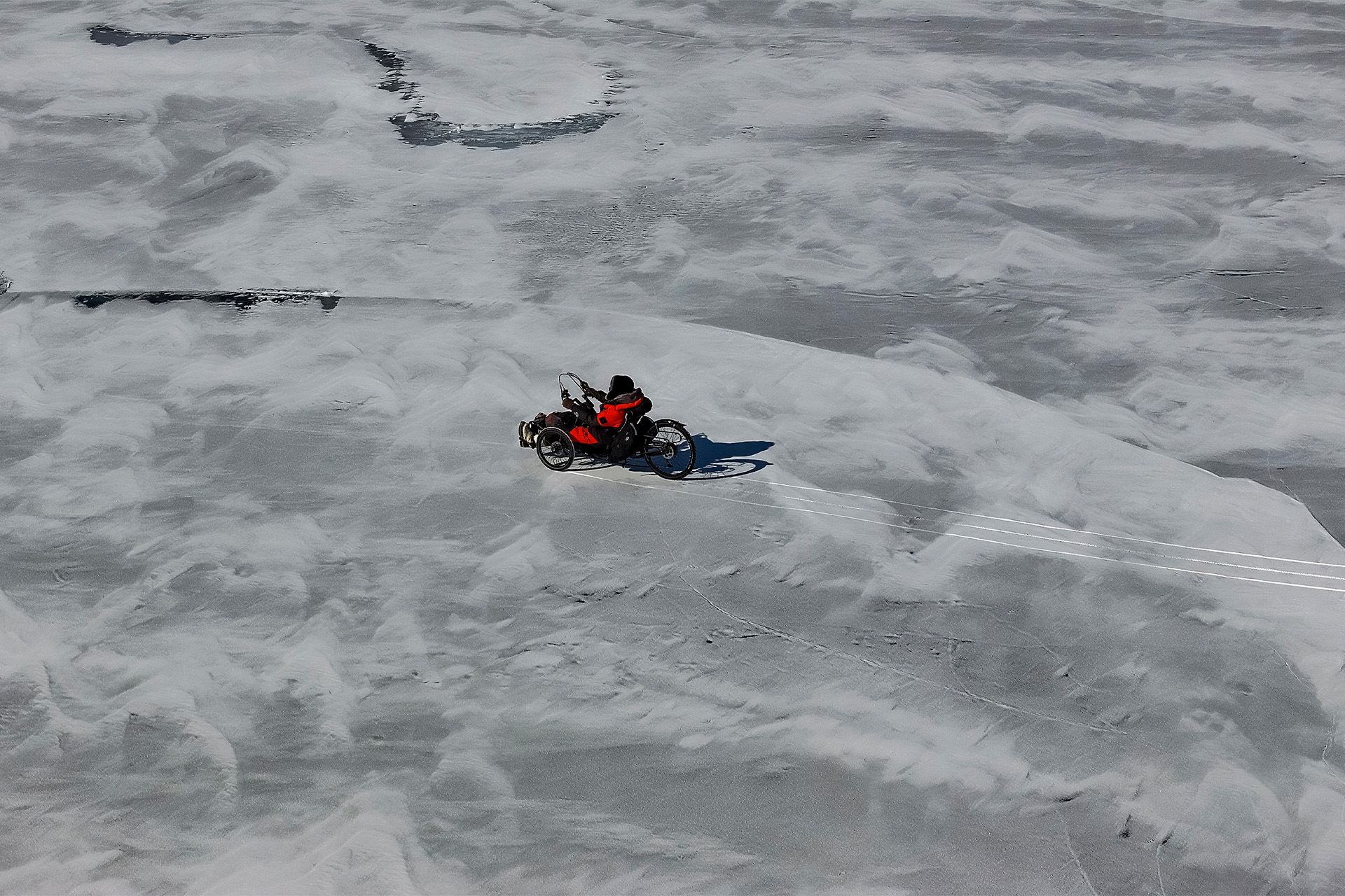 karen-cycling-across-frozen-lake